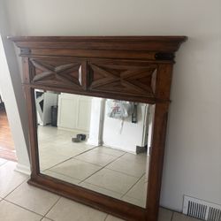 Dresser Mirror Rustic Wood Large 