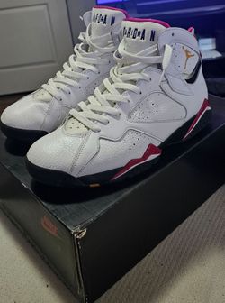 Retro jordan 7's white/cardinal red 10 1/2