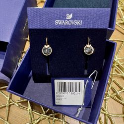Swarovski Earrings, Gray Crystals, Rose gold tone