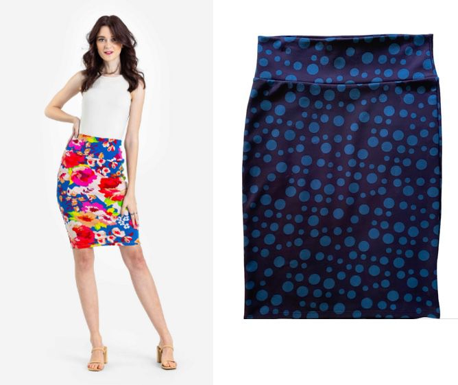 LuLaRoe Cassie Skirt in Navy Blue Polka Dot Size M 