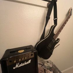 Electric guitar and amp, ibanez geo and marshall amp