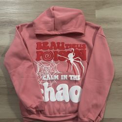 Pink and white calm in the chaos spider Poison pullover hoodie