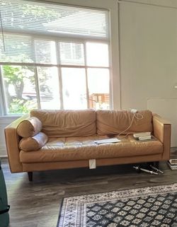 Tan Leather Napa Sofa