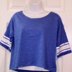 Blue Cropped Shirt Size Large 