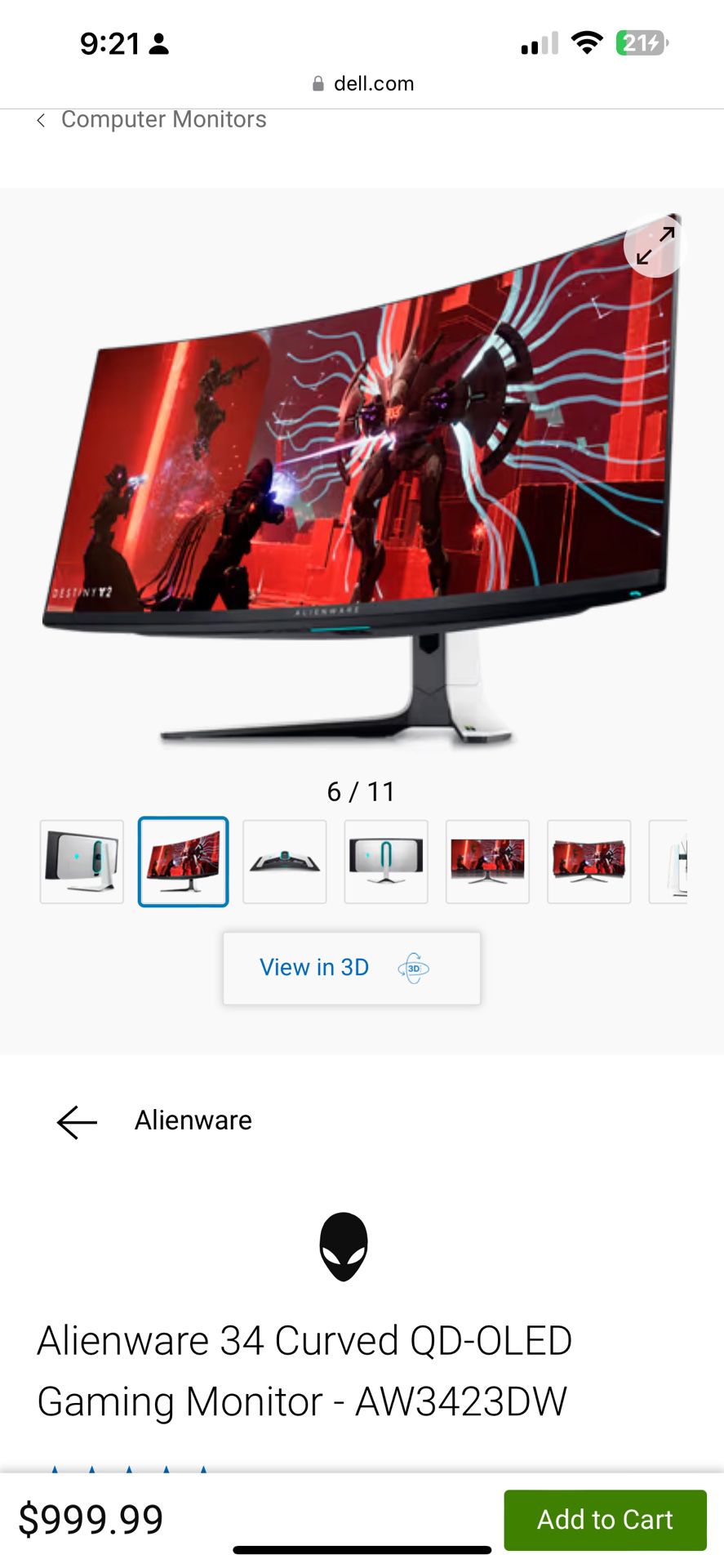 Alienware 34 Curved QD-OLED Gaming Monitor