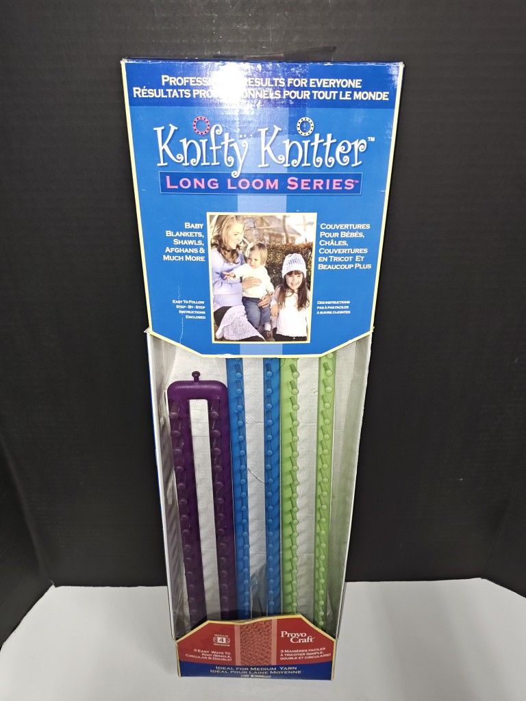Provo Craft Knifty Knitter Kit 3 Piece Long Loom Series Set Knitting Blankets