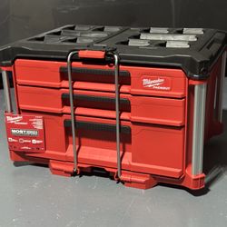 Milwaukee PACKOUT 22 in. Modular 3-Drawer Multi Drawer Tool Box Black/Red