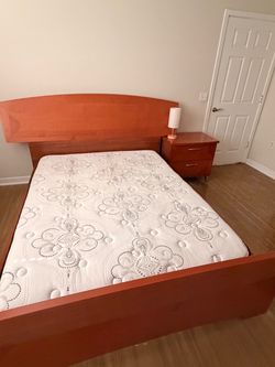 Queen Bedroom Set – Solid Heavy Wood Bed, Dresser & Nightstand + FREE Mattress