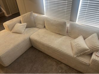 L shaped boneless cream/white cloud couch