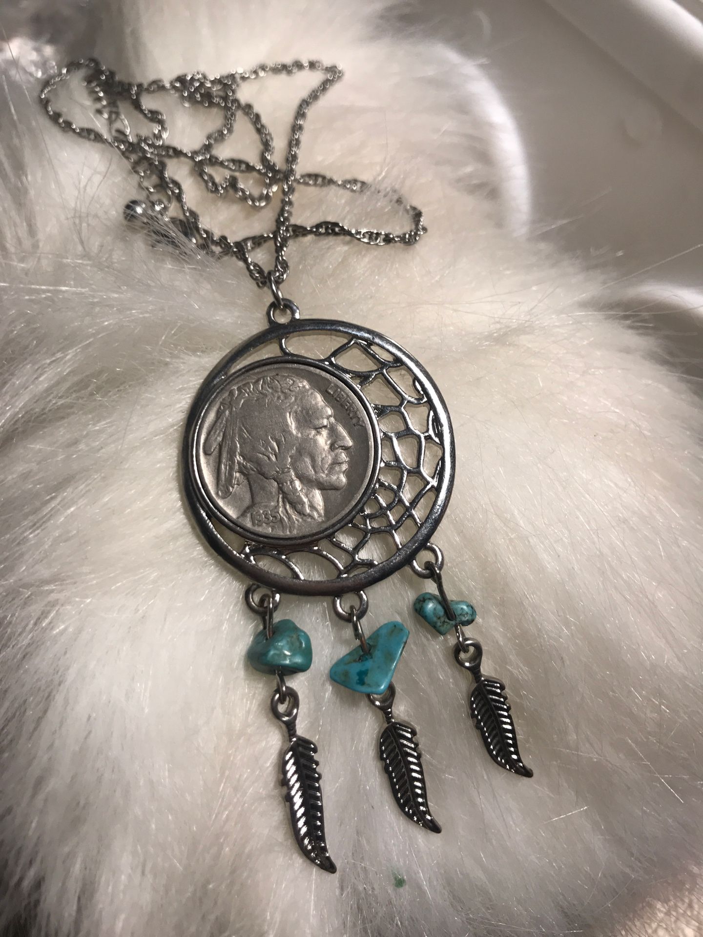 1935 nickel pendant and necklace