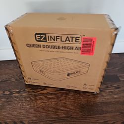 Brand New Never Opened Still In Box EZ Inflate Queen Size Double-high Airbed EZ INFLATE Double High Luxury Air Mattress with Built in Pump 