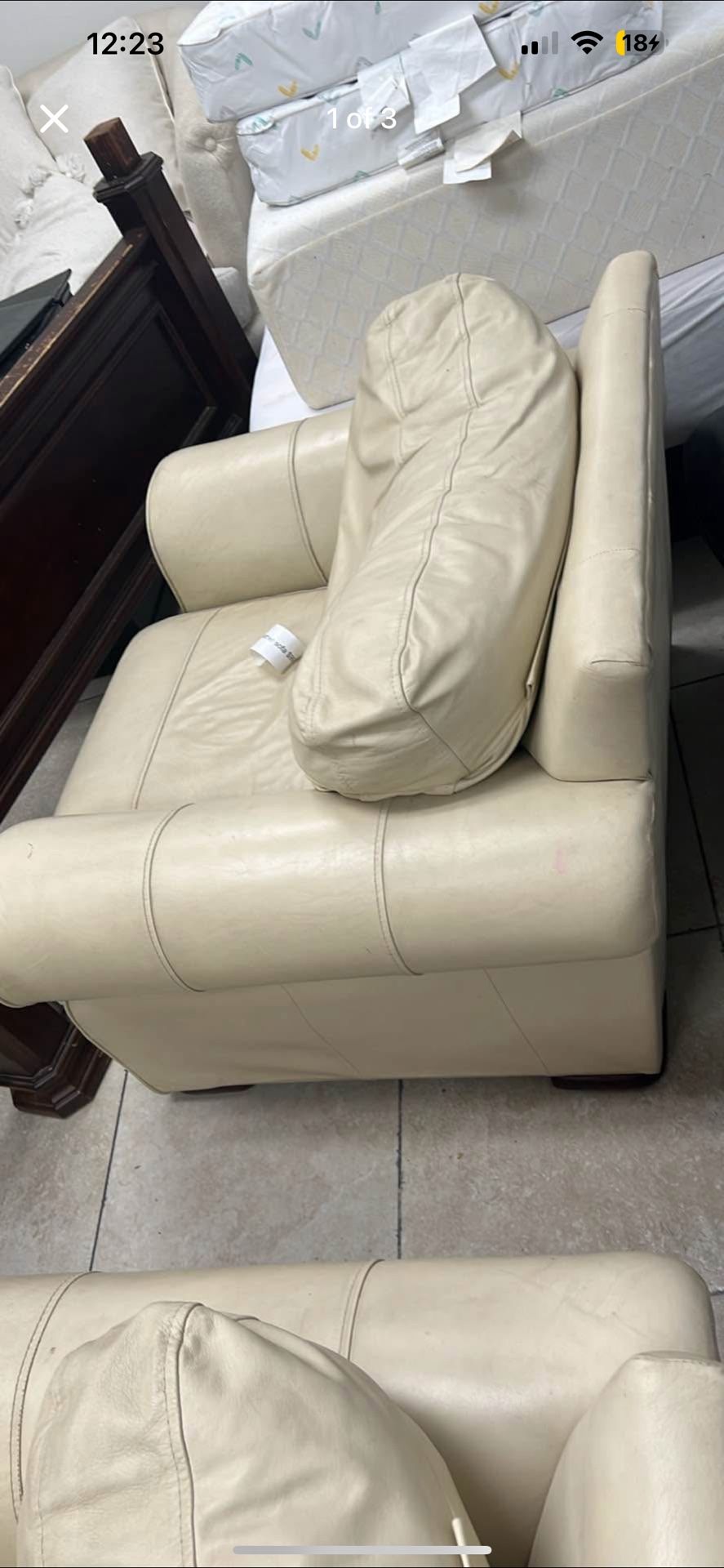Leather Beige Couch