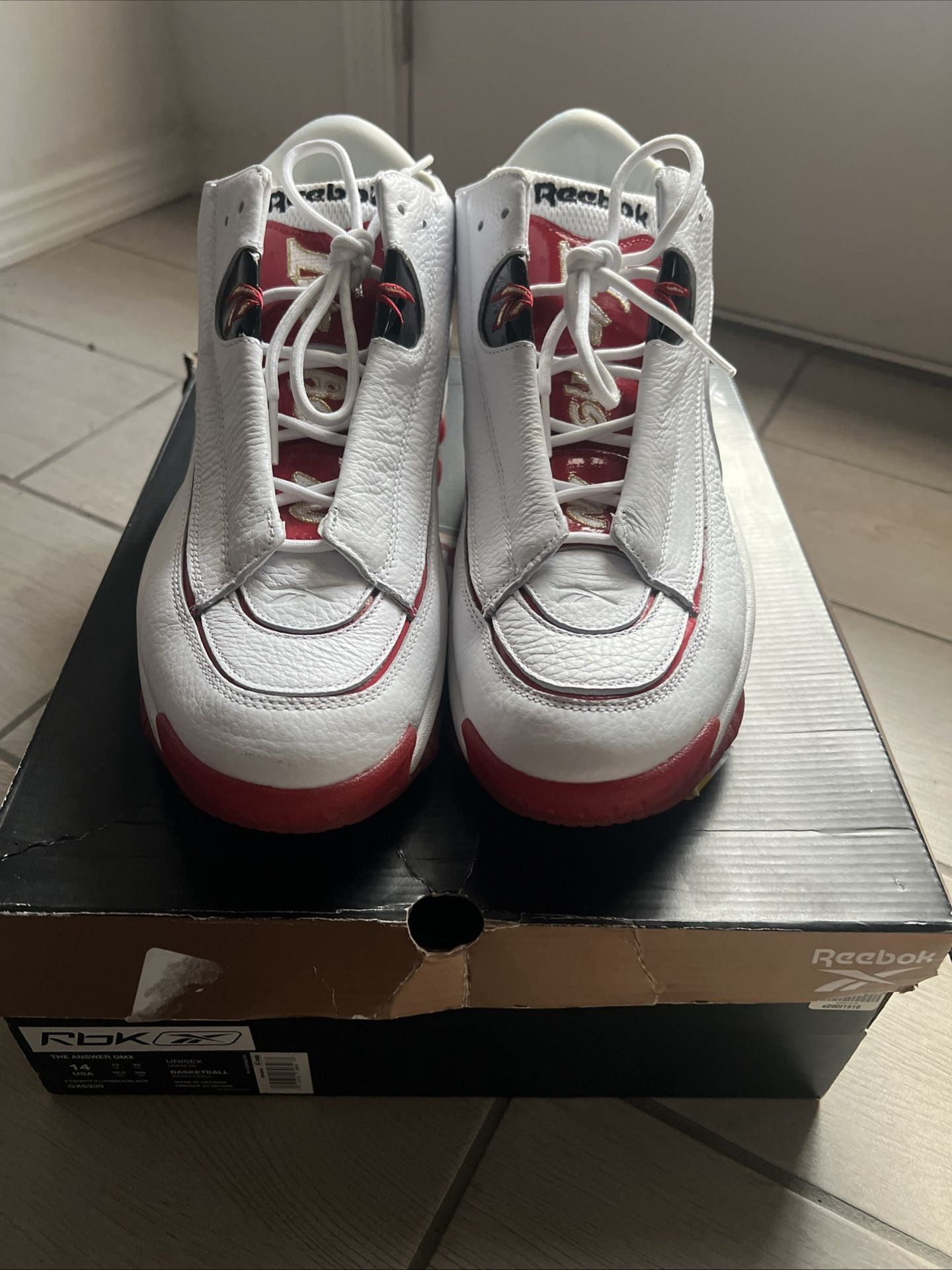 Reebok The Answer DMX OG GX6330 Allen Iverson Basketball Shoe Mens White Red 14