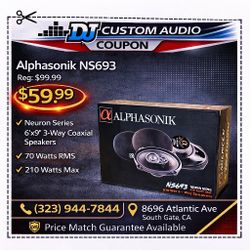 Alphasonik NS693 Car Speakers 1 Set 6x9" 3-Way Coaxial Speaker System 210 Watts 🚨 Payment Options Available 🚨 No Credit Needed 🚨 