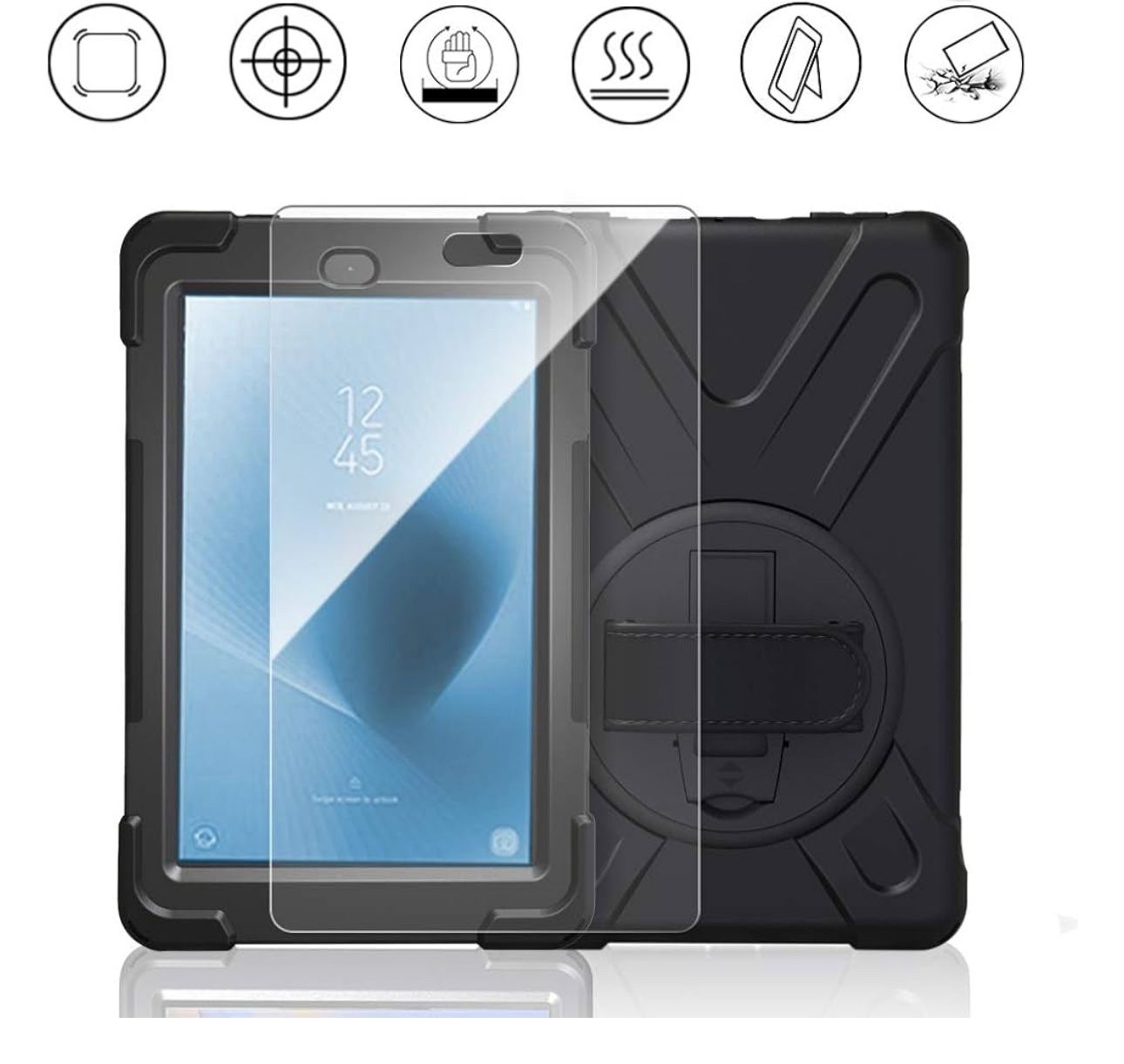 Fire HD 8 Tablet Case with Screen Protector 2017 2018, Gzerma Heavy Duty Shockproof Rugged Cover with Stand and Hand Strap for Amazon Kindle Fire HD 8