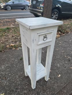 White Distressed Side Table