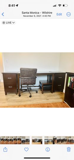 AMAZING DEAL IF SOLD NOW! Executive Office Desk - 2 Cabinets & Matching Bookcase 