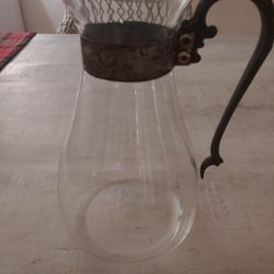 Vintage Glass And Silver Plate Carafe