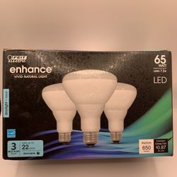 Feit Electric 7.2W (65 Watt Equiv.) Daylight Light Bulbs, BR30, Medium E26 Base, Dimmable (3 Pack)