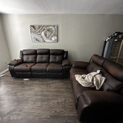 2 Reclining Couched (used Has Ware) / And Single Recliner 