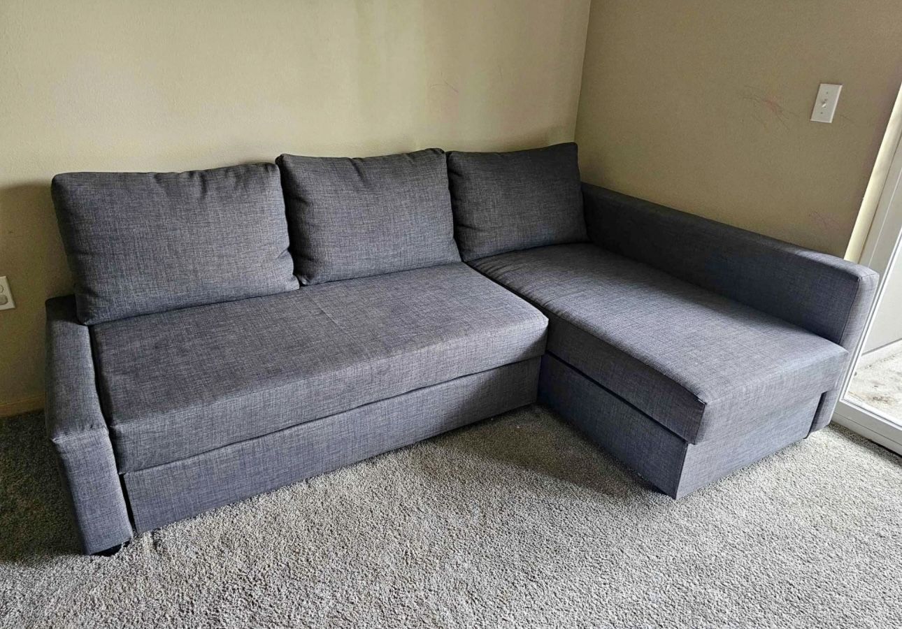 Move Out Sale- Bed/Bedframe, Bar Cart, Couch, Lamps