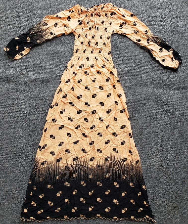 Dress Peach And Black Pattern