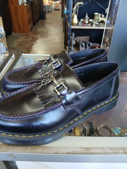 Dr. Martens Adrian Bone Snaffle Shoes Mens Size 12 Purple Leather Loafers Tassel