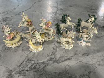 Lot Of 8 Collectable The Hamilton Collection's Rainbow Dreams series & Emerald Aisle, Unicorn Collection