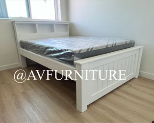 White Full Bed and Foam Mattress