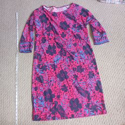 Floral Print 3/4 Sleeve Shift Dress Size M