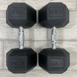 60 Lb Hexagon Dumbbells