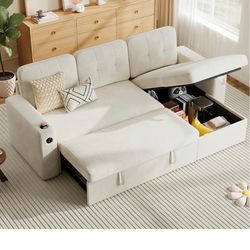 Cream sofa with storage