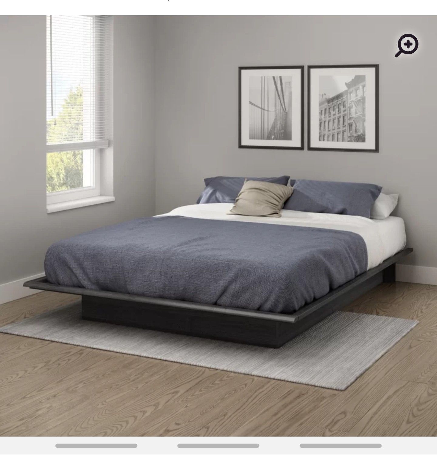 King size black platform bedframe