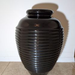 Art Deco Ceramic Vase Glazed Black