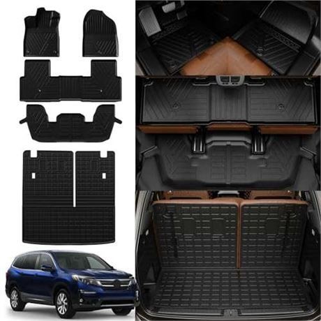 Rongtaod Floor Mats Compatible with 2023 2024 2025 Honda Pilot Trunk Mat Cargo Mat Cargo Liner Back Seat Cover Protector Pilot Accessories Trunk Mat