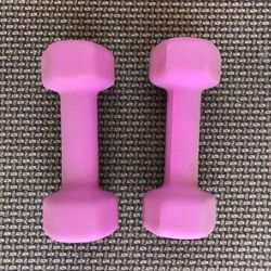 2 Neoprene Coated 5 LB Dumbbell Weights For Sale