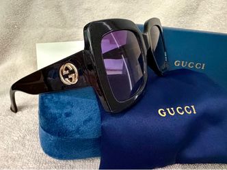 Gucci GG0083S 001 Black Purple Gradient Oversized Square Sunglasses  women