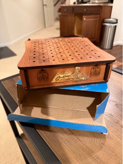 Egyptian-Themed Wooden Chess Set & Travel Game Collection