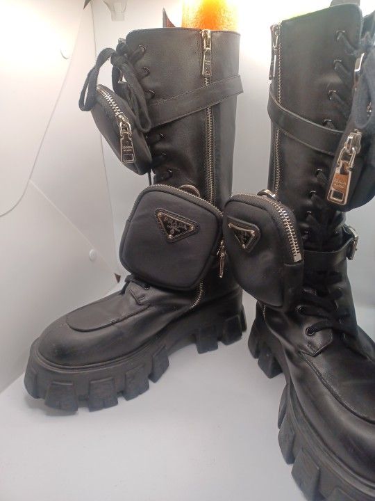 Prada Black Monolith Combat Boots