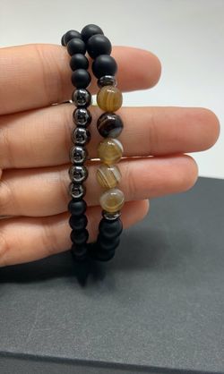 2pcs Adjustable Frosted Natural Stone Beads Bracelet Energy Stone Agate Beads