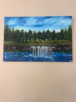 Waterfall Landscape Painting on Canvas