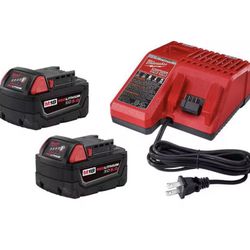 Milwaukee M18 18-Volt Lithium-Ion XC Starter Kit with Two 5.0Ah Batteries and Charger