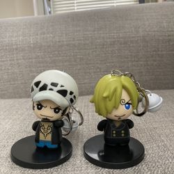 One Piece Action Figure Keychain 2pcs