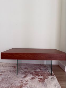 Square Glass Coffee Table - Modern Tempered Glass Top