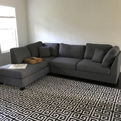 Brand New Grey Reversible Linen Sectional Sofa (New In Box) 