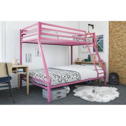 Mainstays Premium Twin over Full Metal Bunk Bed, Pink, New In Box