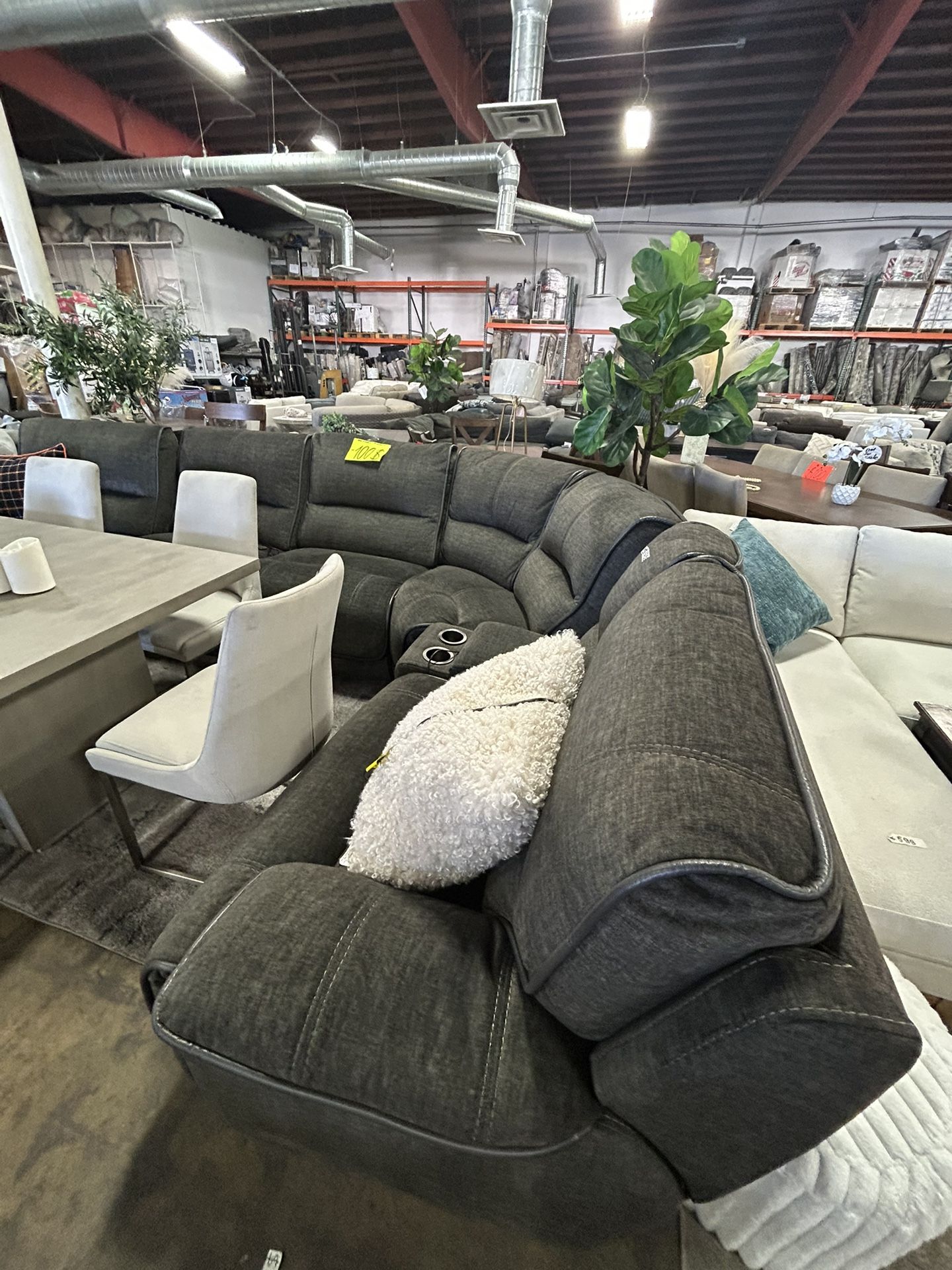 Grey Fabric Reclining Sectional