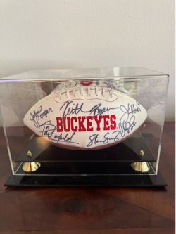 2005 Ohio State Buckeyes Team Signed Football with Display Case  Up for sale is a team-signed Ohio State Buckeyes football displayed in a protective b