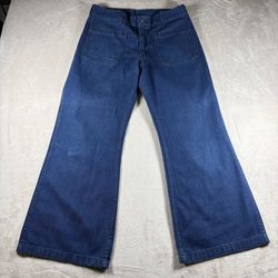 Vintage 70s US NAVY Men’s 30x28 Seafarer Bell Bottom Flare Denim Trousers #3167