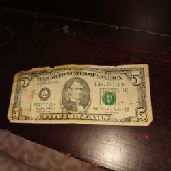 Five Dollar Bill From 1995 Vintage 